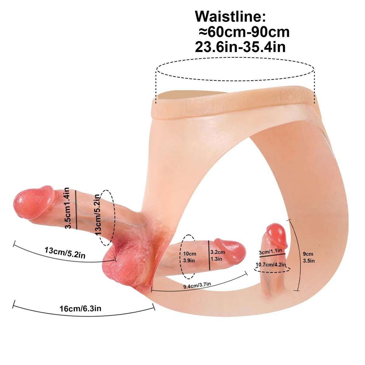 Dildo realistico in silicone con imbracatura, giocattolo adulto lesbico, doppio e triplo dildo, mutandina in silicone elastico, pene grande e piccolo, stimolatore G e anale.