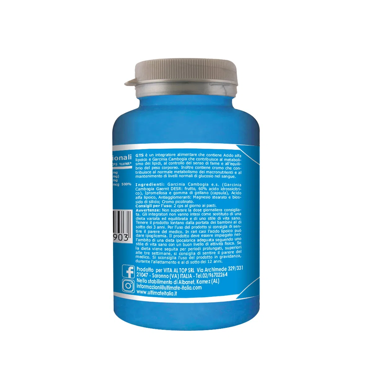 GTS - Integratore Che Contribuisce Al Metabolismo Dei Lipidi, Al Controllo Del Senso Di Fame E All'equilibrio Del Peso Corporeo - Con Acido Alfa Lipoico E Garcinia Cambogia - Ultimate Italia