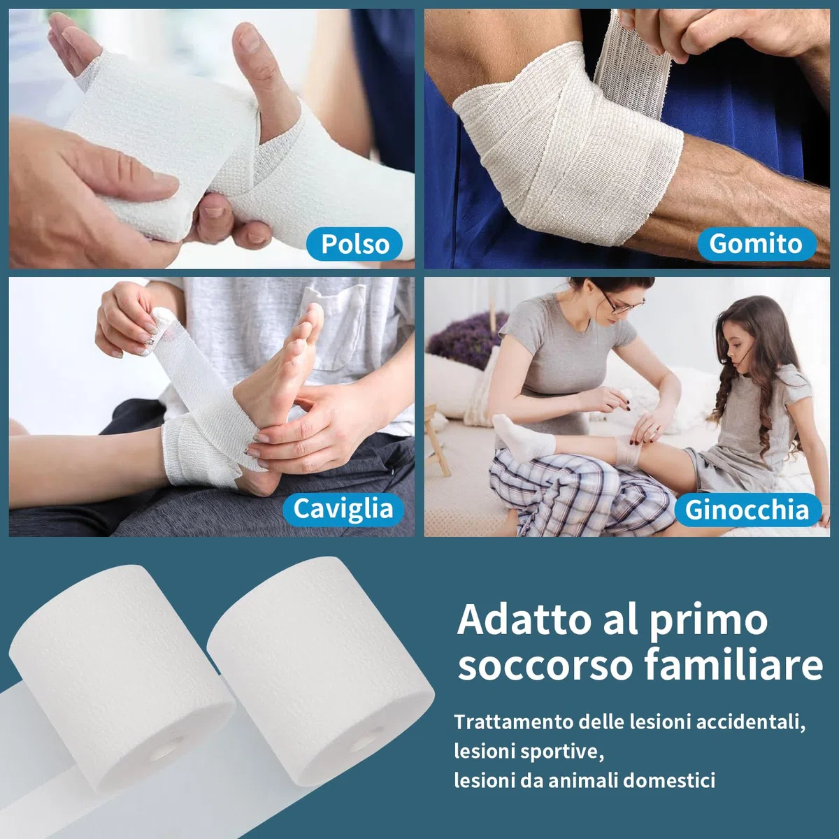 2 Rotoli Benda Elastica Coesiva 20 Metri x 10CM Bende Elastiche per Bendaggio Fissaggio Mdicazione Fratture Leggere