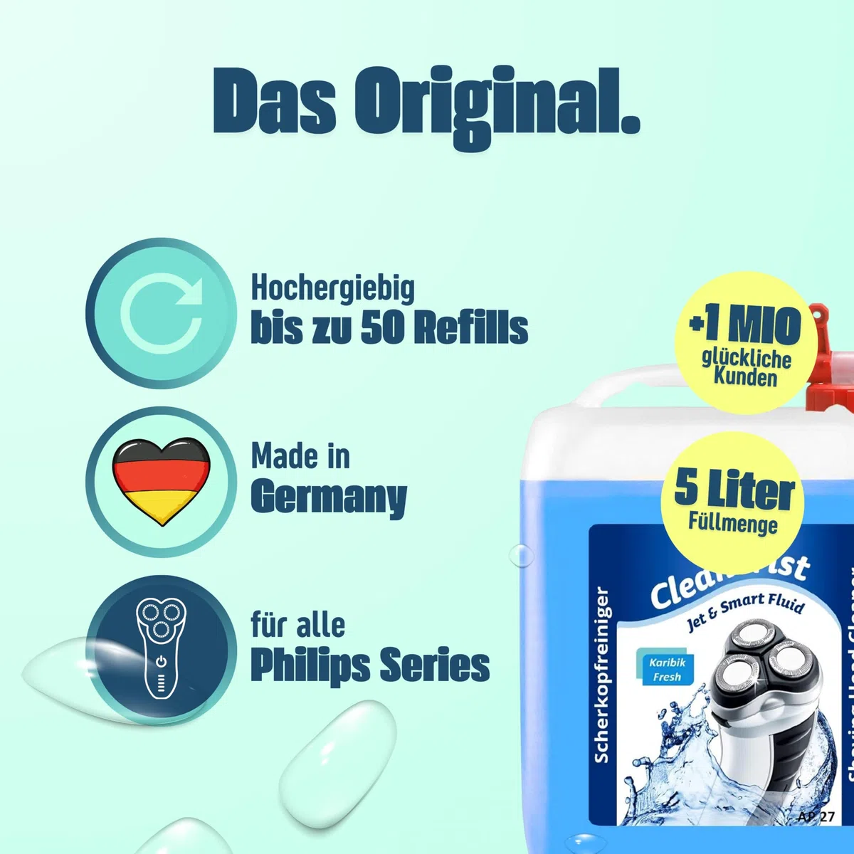 5 L Cleanerist Jet & Smart Fluid Liquido di pulizia compatibile con rasoio Philips con rubinetto