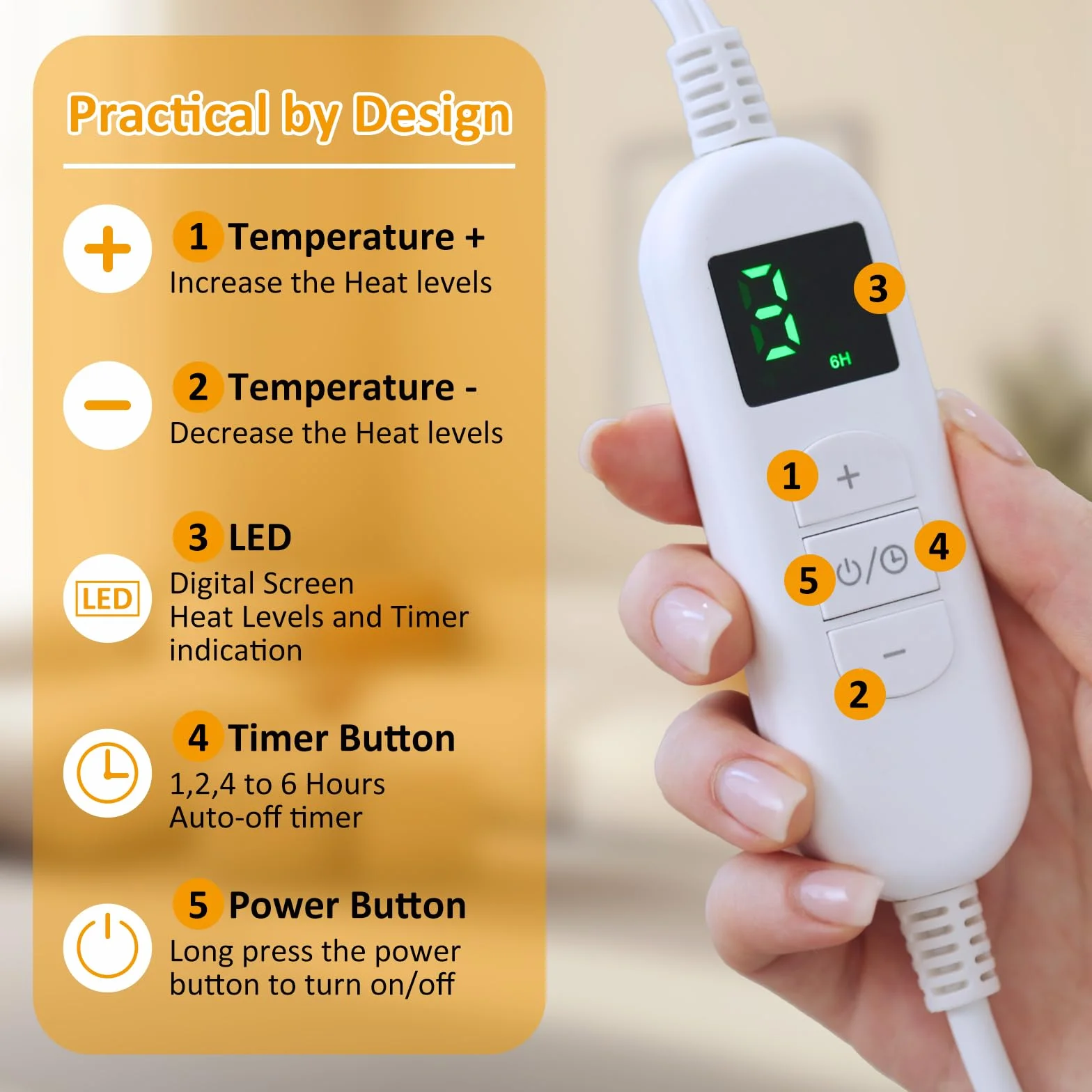 ITSHINY Termoforo Elettrico per Schiena, Termoforo Cervicale e Spalle con 6 Livelli di Riscaldamento, Timer di Spegnimento Automatico, Tensione Muscolare, Lavabile in Lavatrice, 60x108 cm