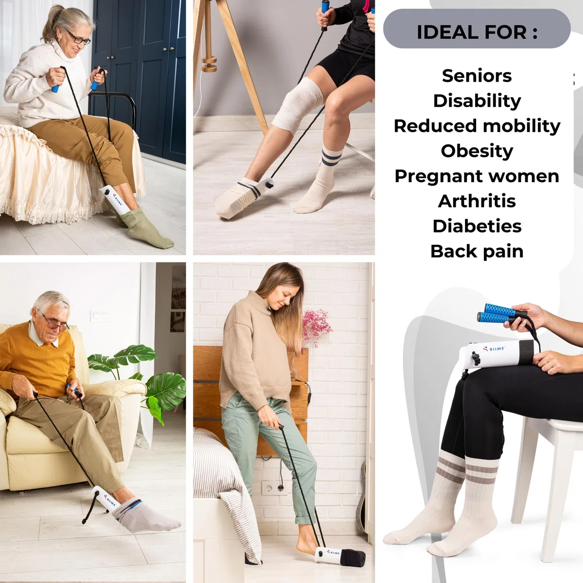 Infila Calze-Dispositivo di Aiuto per Calzini SOKELP-Infila Calze per Anziani-Ausilio per Infilare le Calze Soft-Touch-Calza Calze-Disabili-Mobilità Ridotta