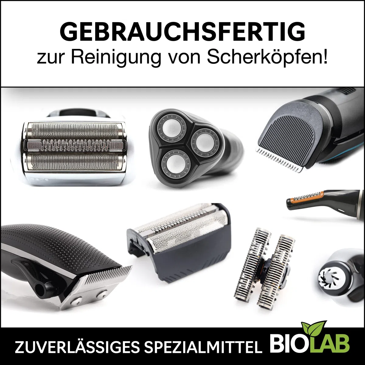 BIOLAB Pulitore per testina di rasatura biologico (2 x 1000 ml), liquido di ricarica per Clean & Renew, adatto per Braun Series, cartuccia di pulizia e rasoio Philips