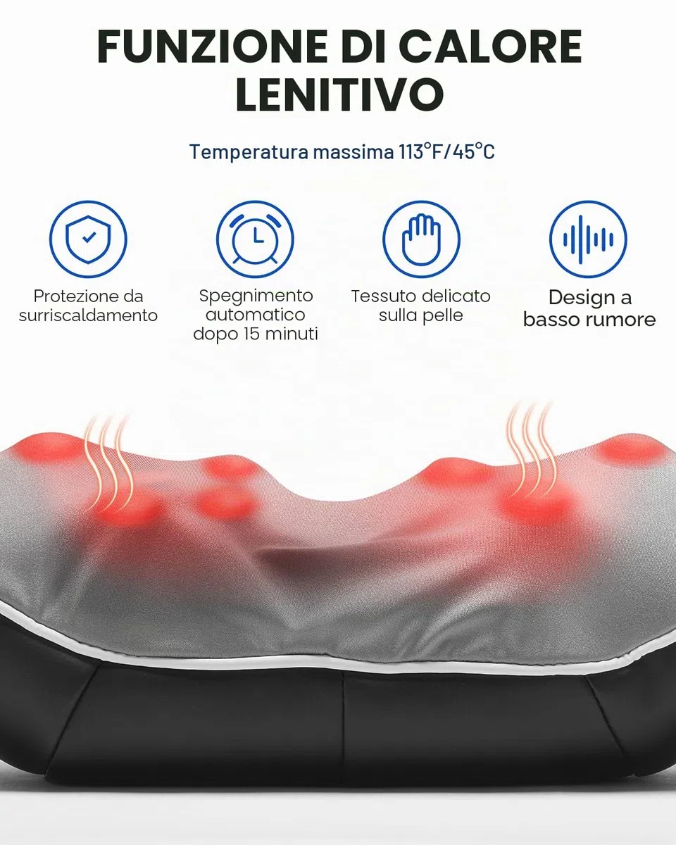 RENPHO Massaggiatore Cervicale, Massaggiatore Collo e Spalle con Calore, Elettrica per Tessuto Profondo Massaggio Impastante 3D Cuscinetto per Vita, Gamba, Polpaccio, Braccio, M