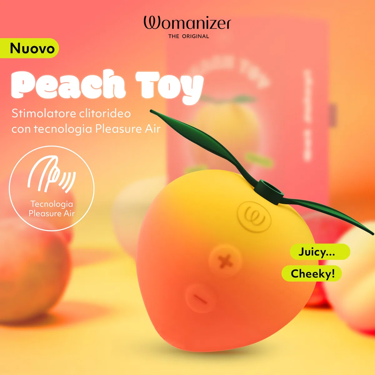 Womanizer Peach Succhia clitoride per donna | Stimolatore clitoride femminile 14 livelli| Ricaricabile | Design pesca | Vibratore clitoride Impermeabile | Sextoys Silenzioso Vibratoreper donna coppie