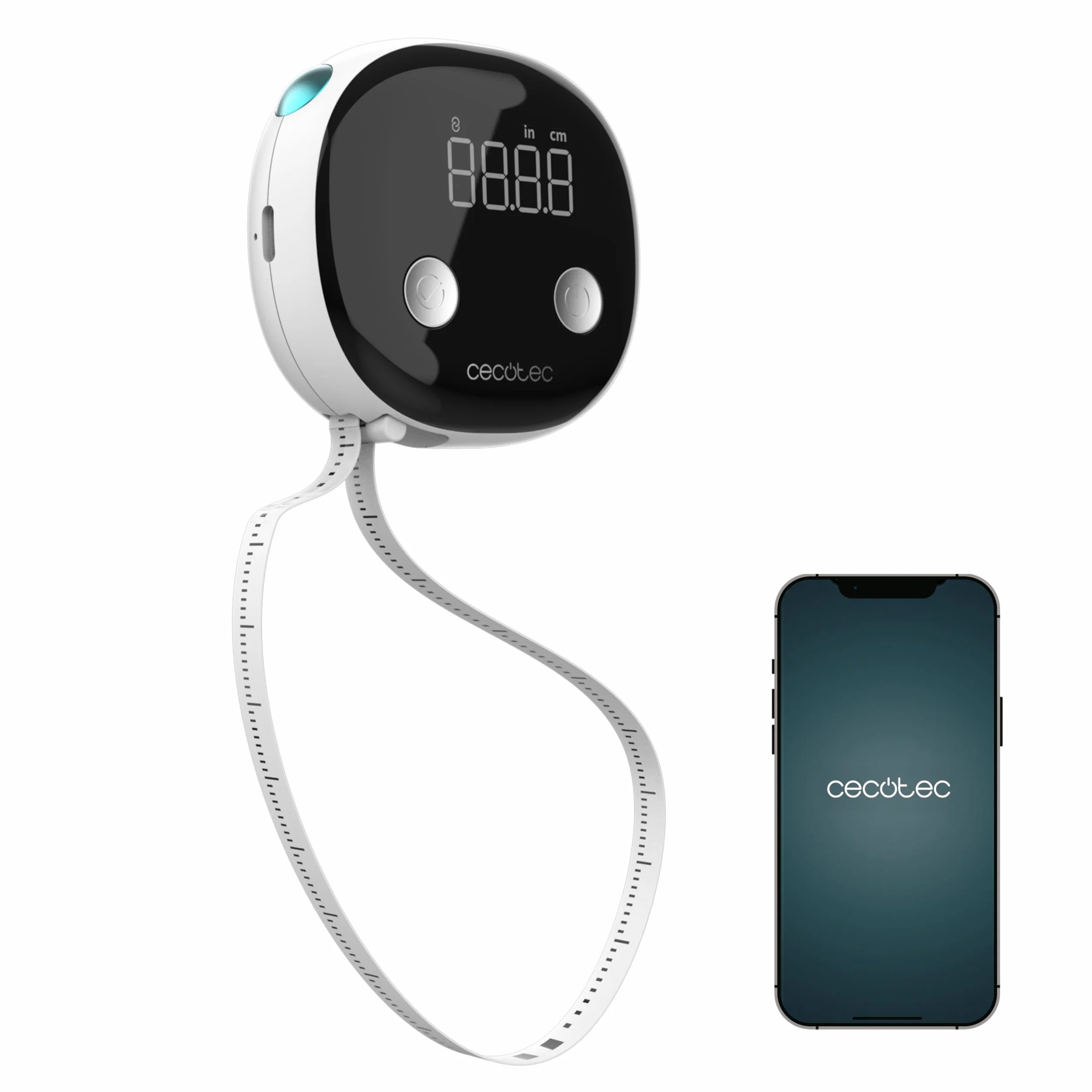 Cecotec Nastro metrico digitale con Bluetooth, display LED e app Surface Precision Body. Monitora le tue misurazioni del corpo, sincronizza facilmente con il tuo smartphone, funzione di