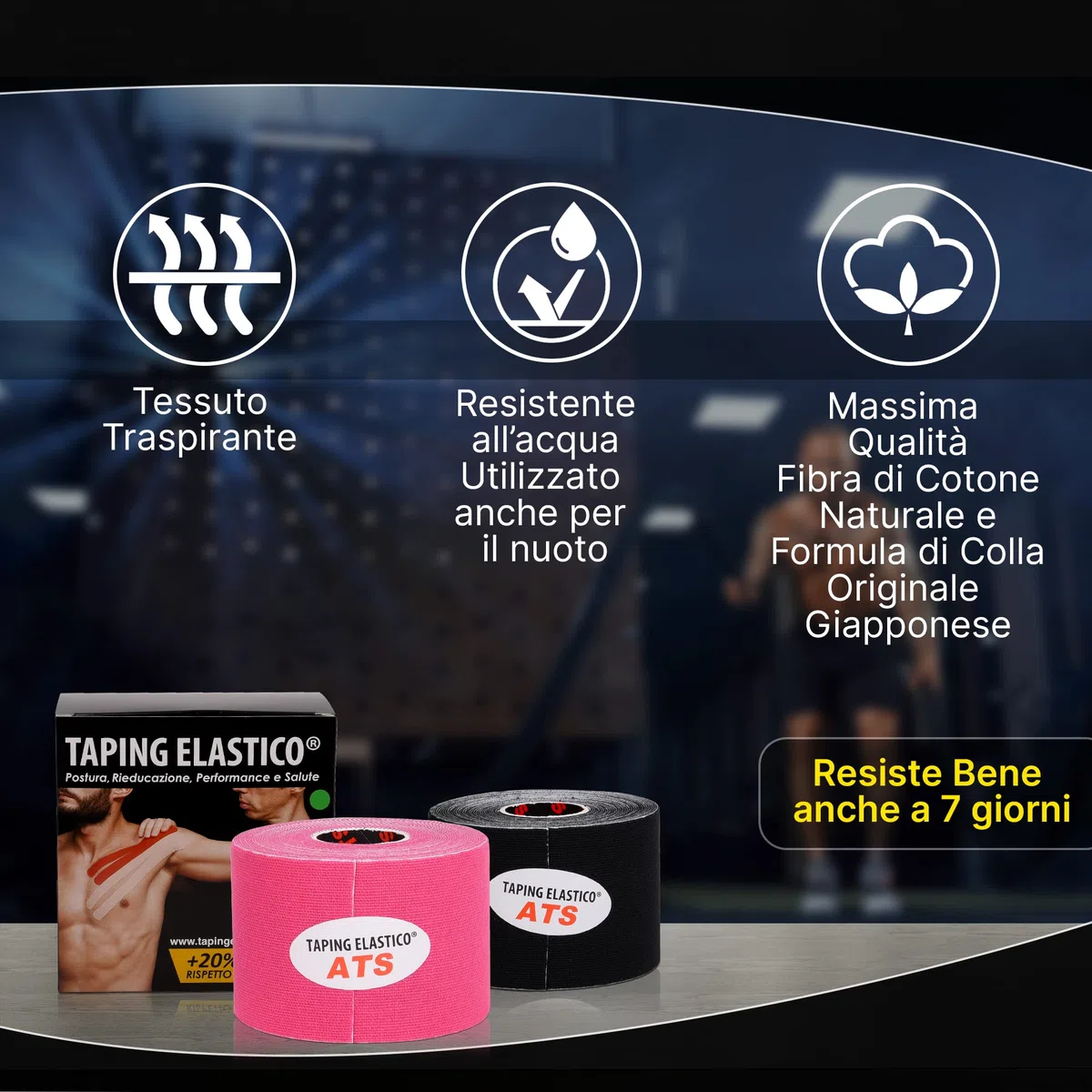 ATS Taping Elastico® Nastro professionale per fisioterapia, kinesiologia e sport - 24 Rotoli 5cm x 5m Traspirante e resistente all'acqua con +20% di colla (Fucsia, 24)
