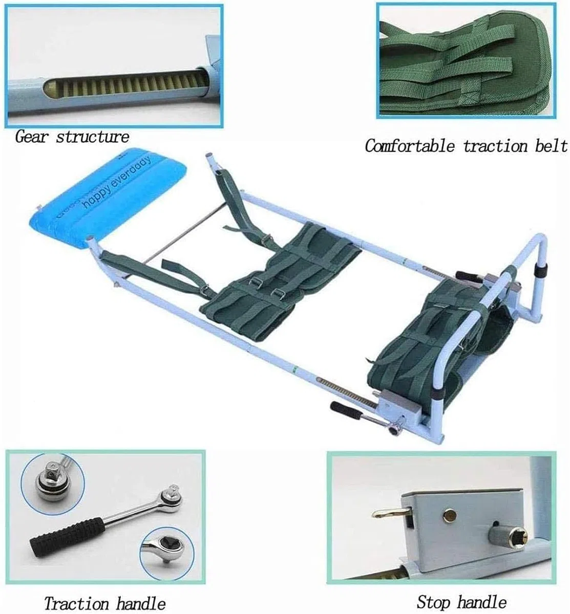 Letto da Trazione per Allungare la Schiena per Sollievo dal Dolore Lombare - Dispositivo per Allungare la Colonna Cervicale con Cuscino Gonfiabile - Migliora la Postura della Colonna Vertebrale per