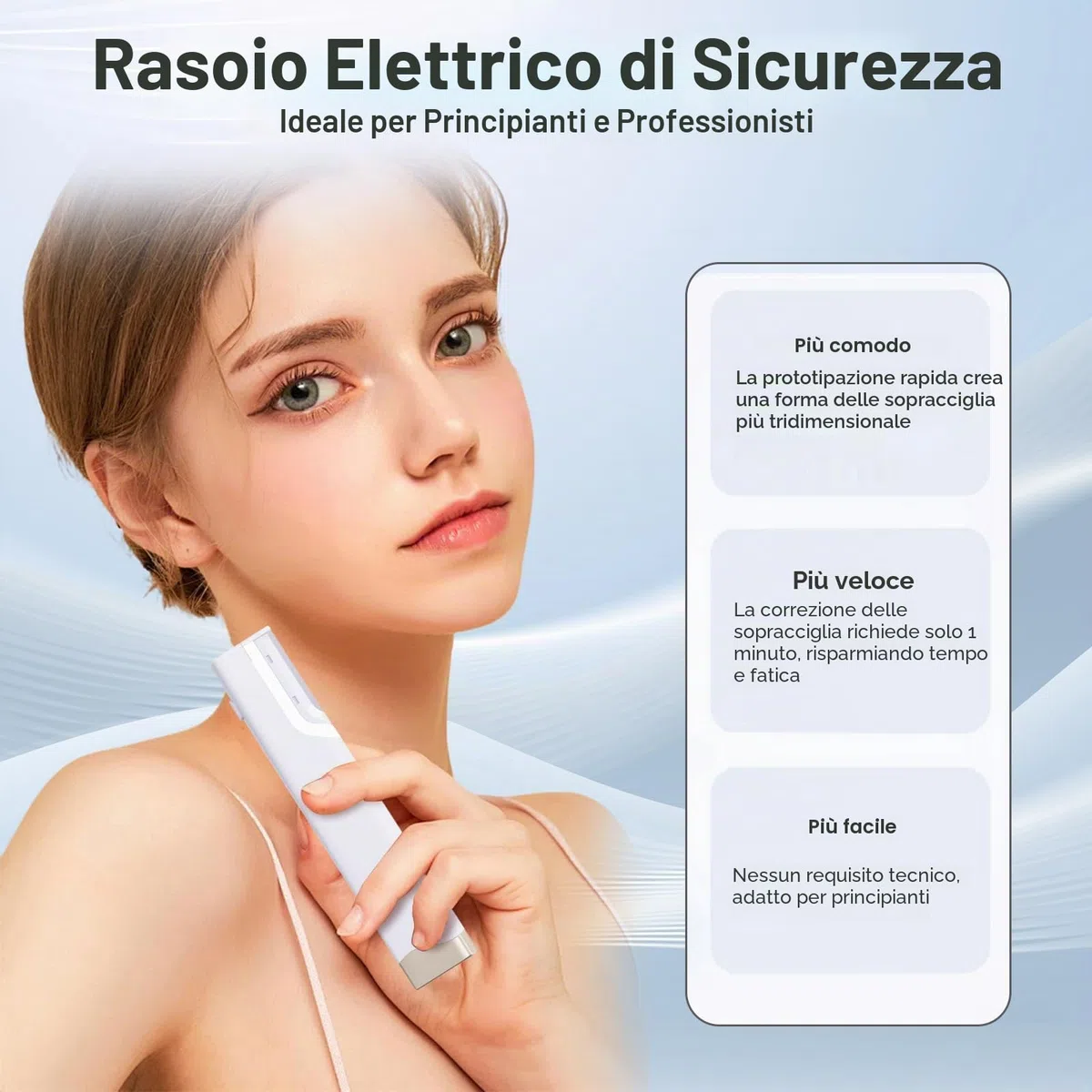 Rasoio Dermaplane Sonic，Rimozione Peli Viso 3 Velocità Ricaricabile per Donne con LED & 5 Lame di Ricambio - Rimozione Gentile Lanugine Pesca & Esfoliazione, Ricarica USB