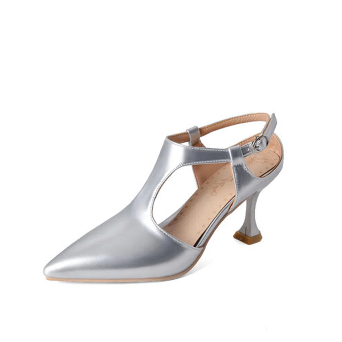 7CM Scarpe con Tacco a Kitten Slingback da Donna, Chiuse a Punta per Matrimoni, Feste e Abiti