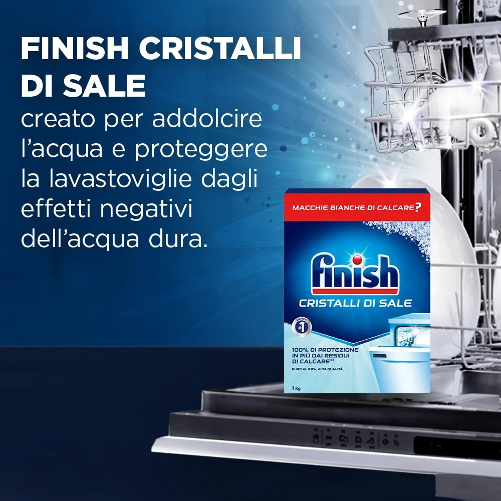 Finish Kit Lavastoviglie, Finish Powergel Detersivo Lemon 90 Lavaggi, Brillantante Limone 500ml, Curalavastoviglie 250ml, Cristalli di Sale 1kg