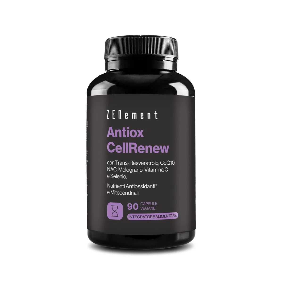 Antiox Complex con Trans-Resveratrol, CoQ10, NAC, Melograno, Vitamina C e Selenio - Antiossidante e di Supporto all'Energia Cellulare, 90 Capsule Vegane - Zenement