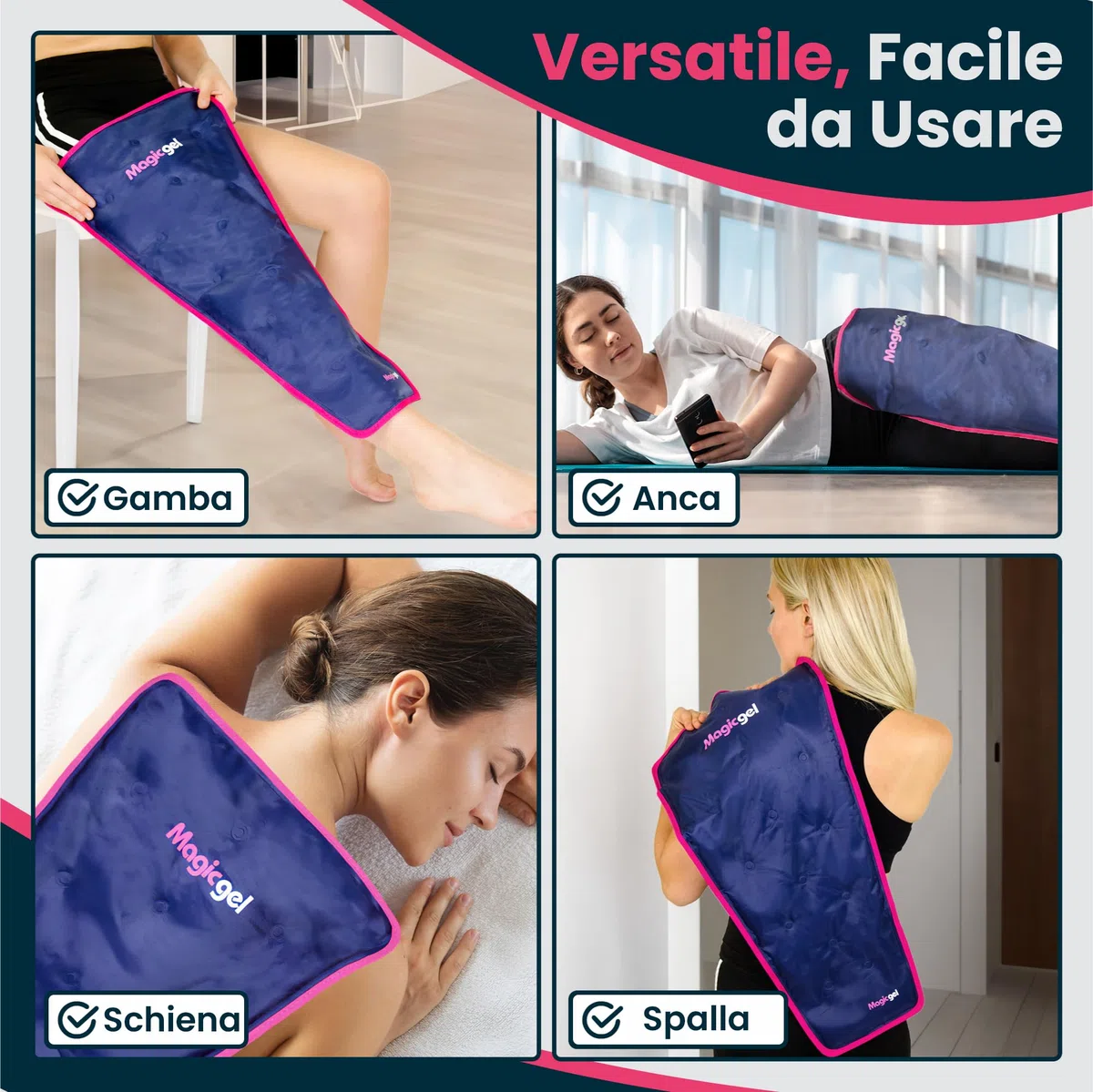 Impacco di ghiaccio per le gambe - Terapia del freddo professionale - Riduce dolore, gonfiore e infiammazione - Riutilizzabile per lesioni, distorsioni, artrite e altro (di Magic Gel)