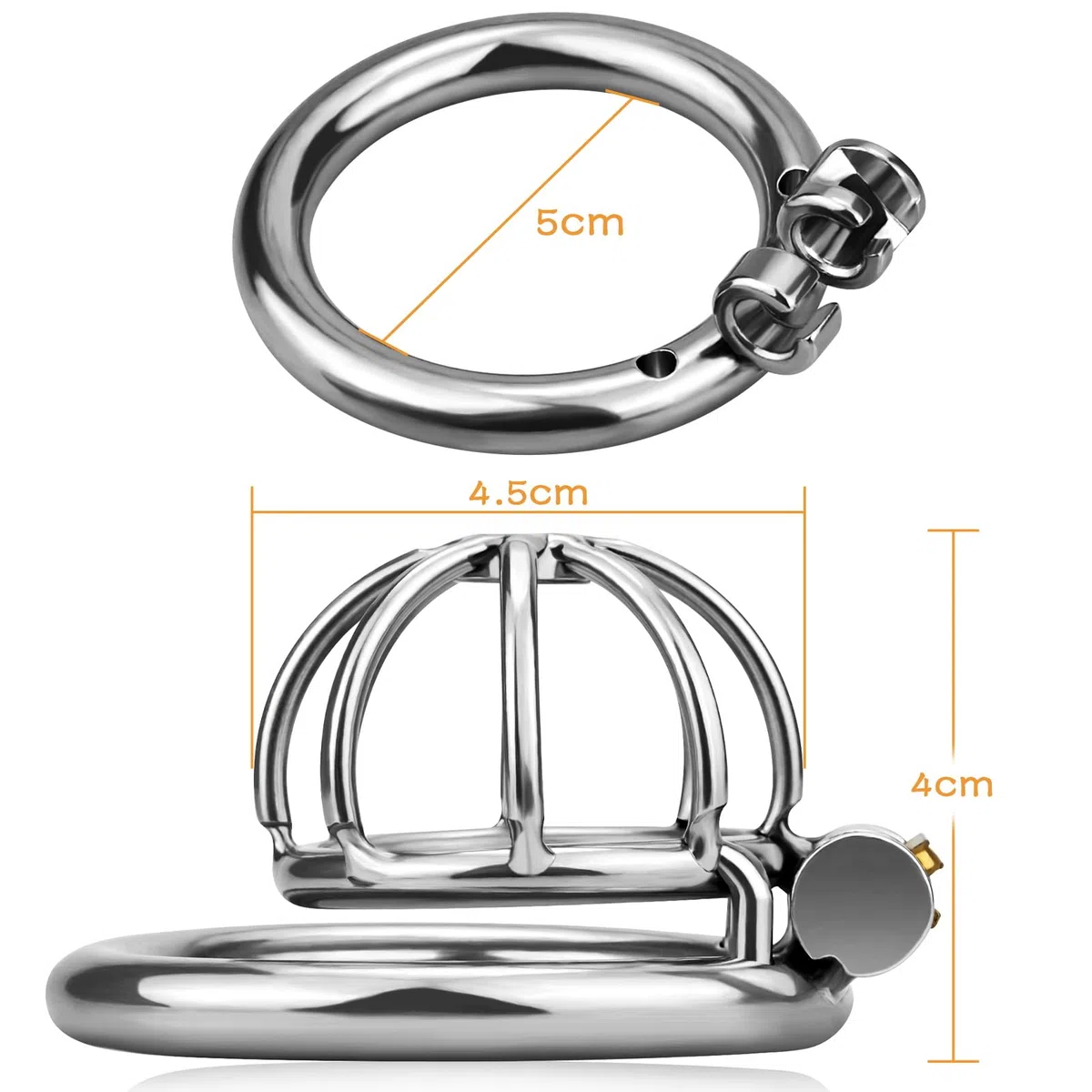Roluck acciaio inox cintura di castità per gli uomini metallo castità gabbia del pene con blocco bloccato pene esercizio Bondage argento (5cm)