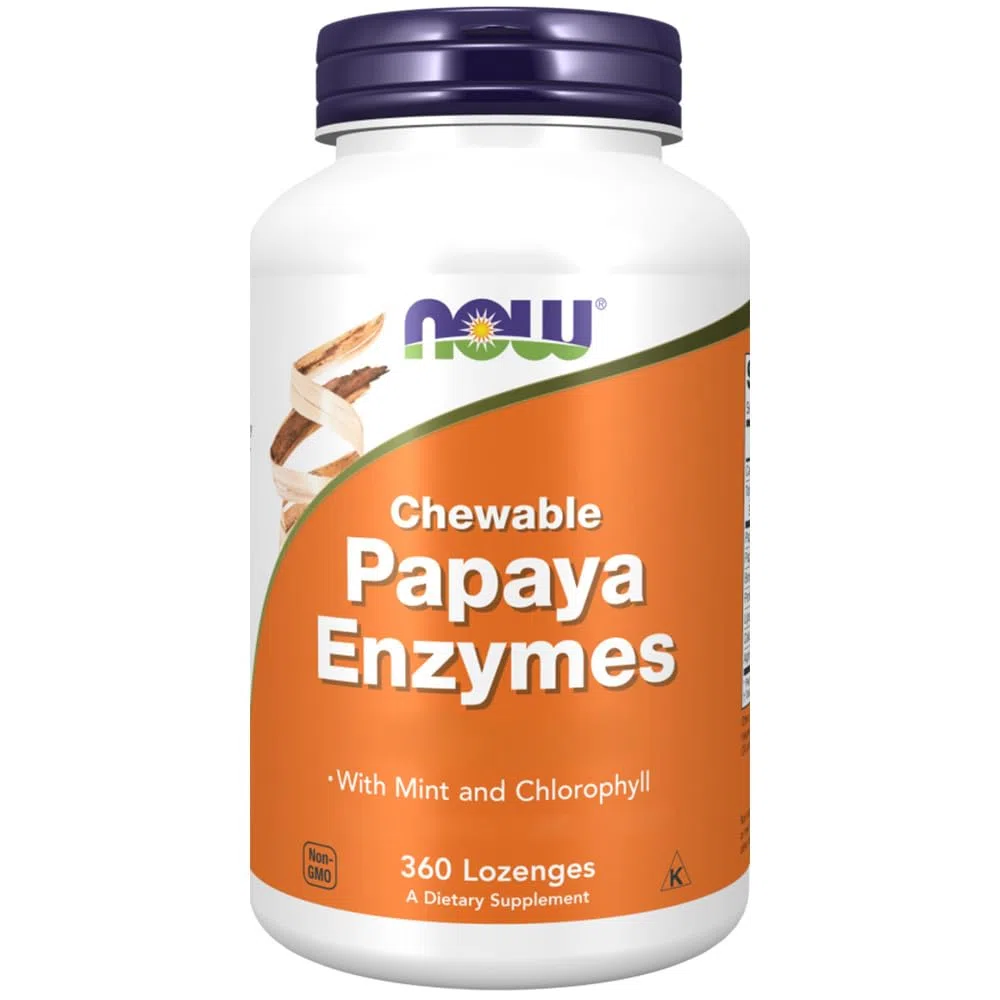 Now Foods Papaya Enzima masticabile (Chewable Papaya Enzyme), 500mg, 360 compresse masticabili, Testato in Laboratorio, Senza Soia, Senza Glutine, Non-GMO