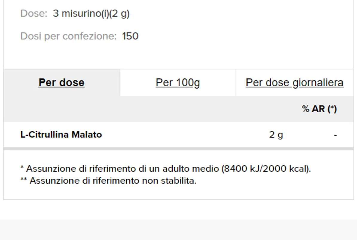 Prozis L-Citrulline Malate Natural, 300 g - citrullina malato naturale