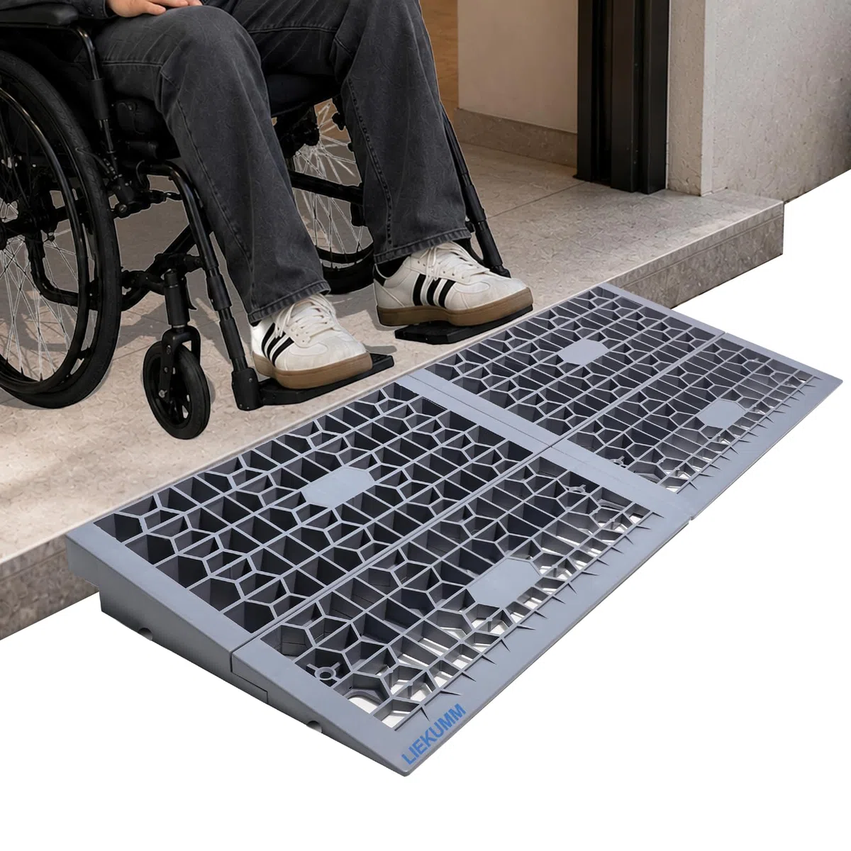 LIEKUMM Rampa per Sedia a Rotelle, Altezza 5 cm, Rampa per Disabili Capacità 1400 kg, Rimovibile per Porte, Altezza 5 cm