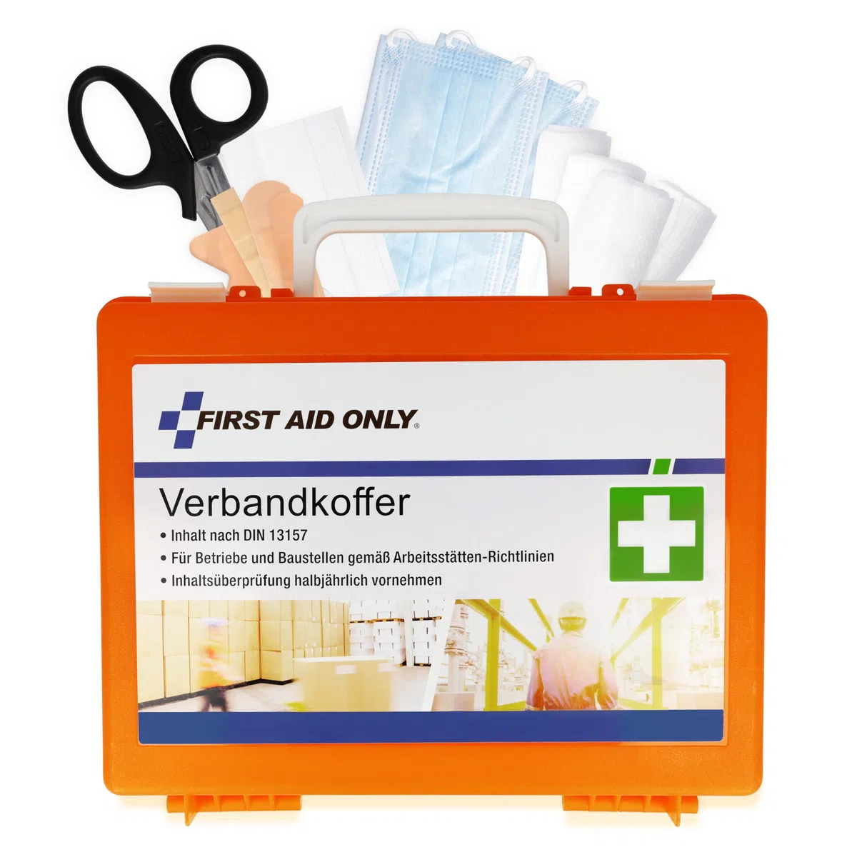 First Aid Only Cassetta Pronto Soccorso First Aid Only Con Maniglia, Din 13157, Inclusi Vetri Divisori, Supporto Per Parete, Viti E Tasselli, Arancione, P-10020-1170 Gr
