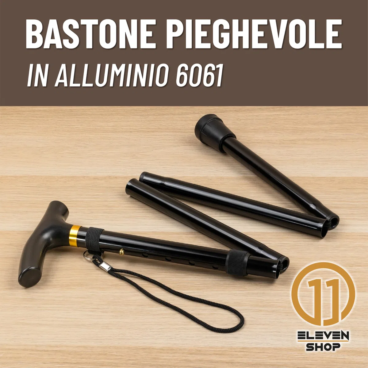 Bastone per Anziani in Alluminio, Leggero e Pieghevole – Regolabile in Altezza con Impugnatura Antiscivolo (nero)