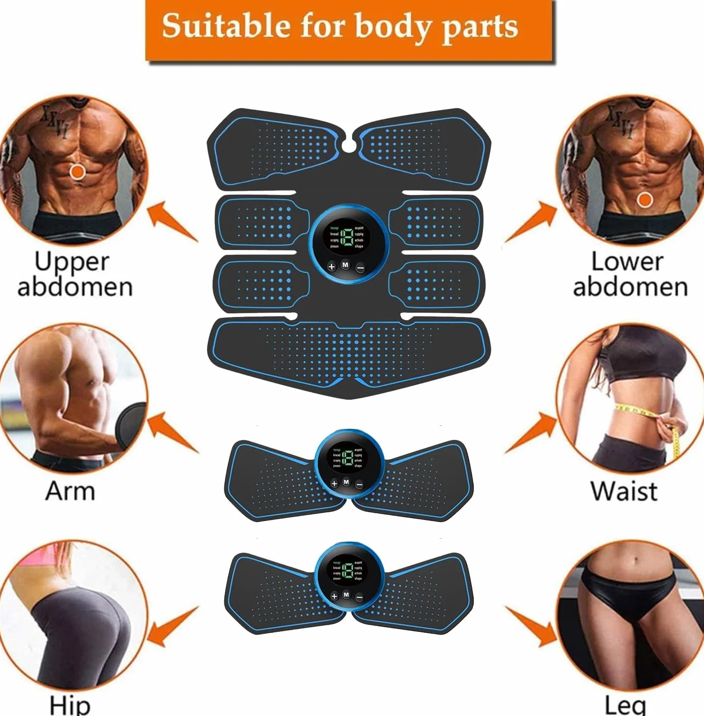 Elettrostimolatore Muscolare, Cintura Elettrostimolatore per Addominali, ABS Trainer/Toner per Addome/Braccio/Vita/Gambe