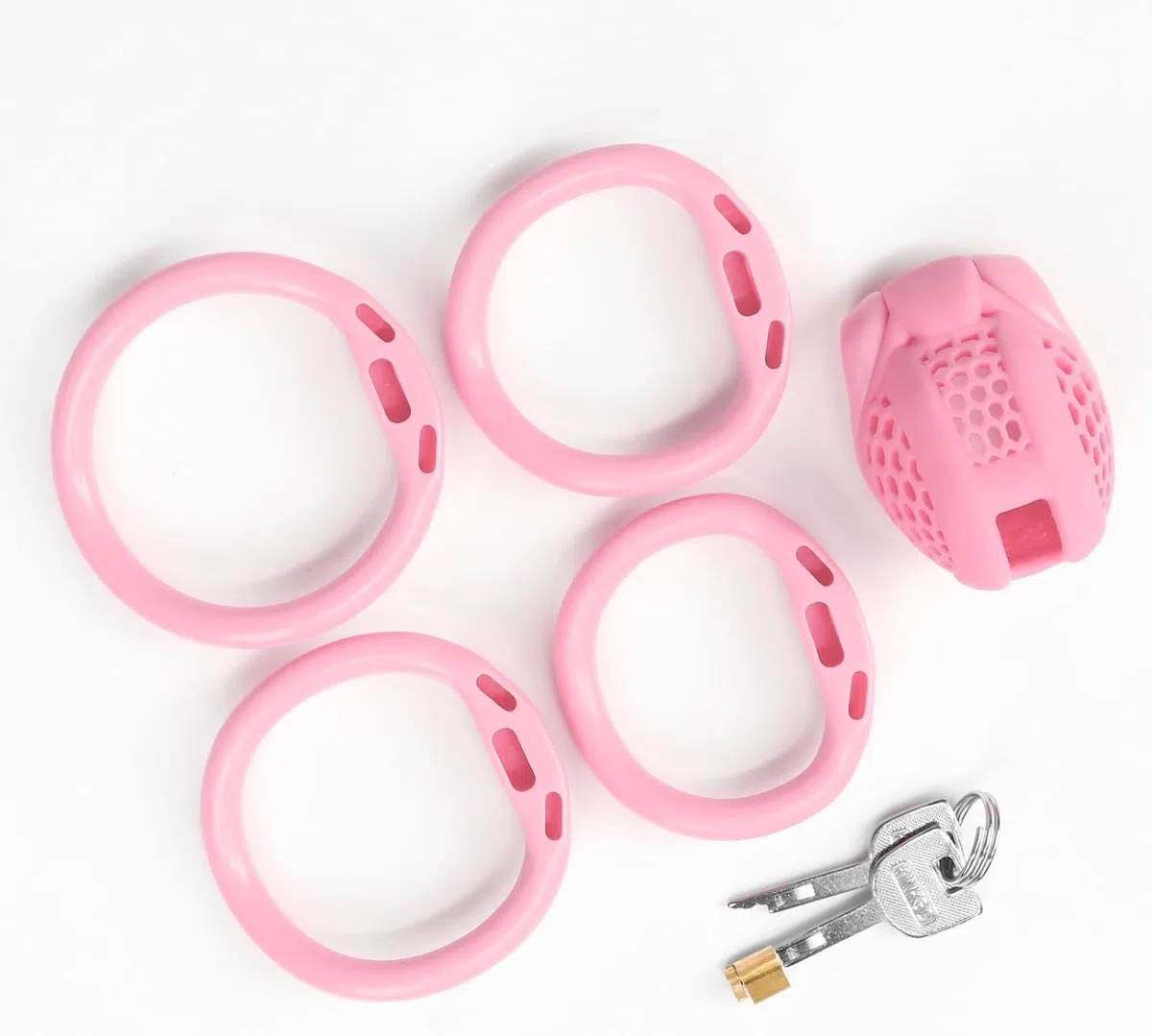 Sissy Chastity Cage Male Chastity Cage Small Chastity Devices BDSM Sex Flat Cock Cage for Sexual Adult (Small,Bent Ring)