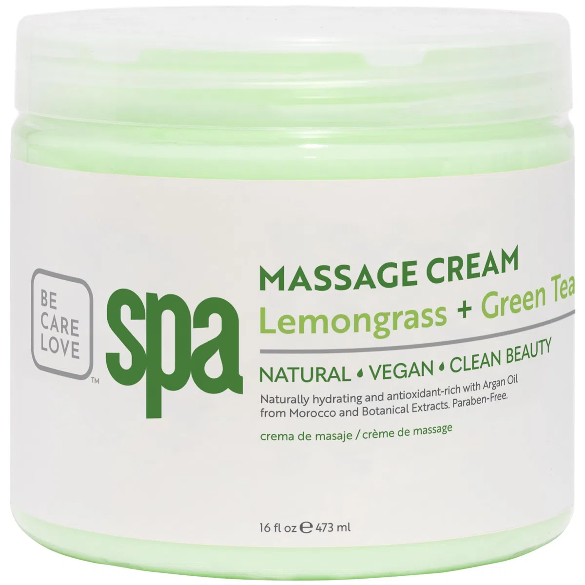 BCL Spa Lemongrass and Green Tea Massage Cream, 16 Ounce