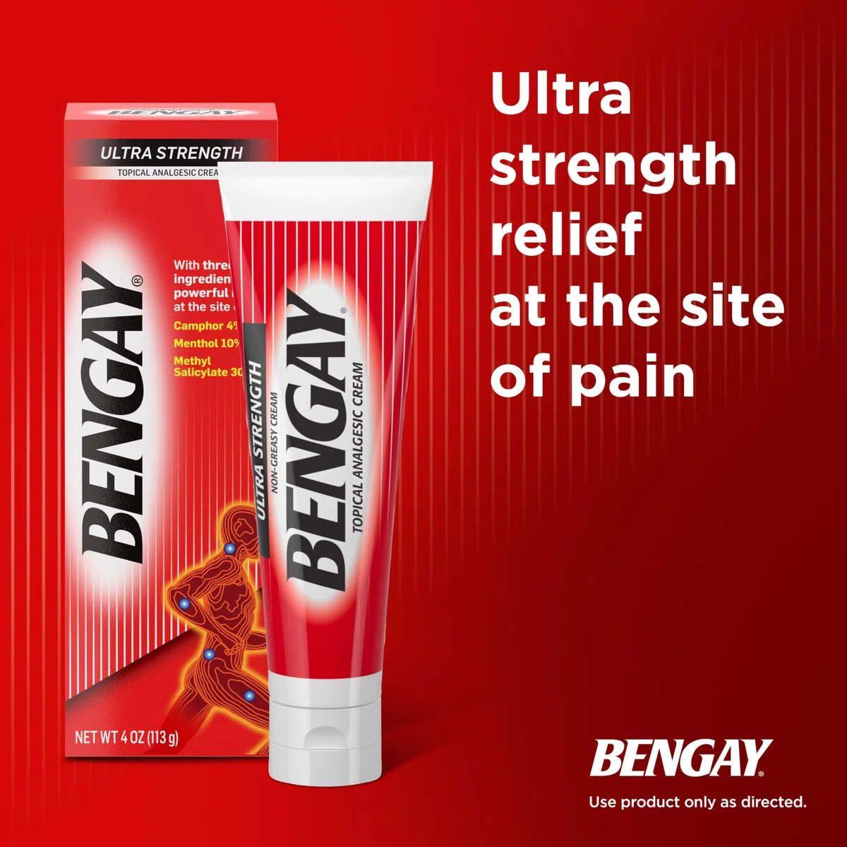 Crema Bengay Ultra Strength Sollievo dal Dolore, analisi topica per artrite minore, dolori muscolari, articolari e Schiena, 113 g, 1 Pack - 4 oz - 115 mg