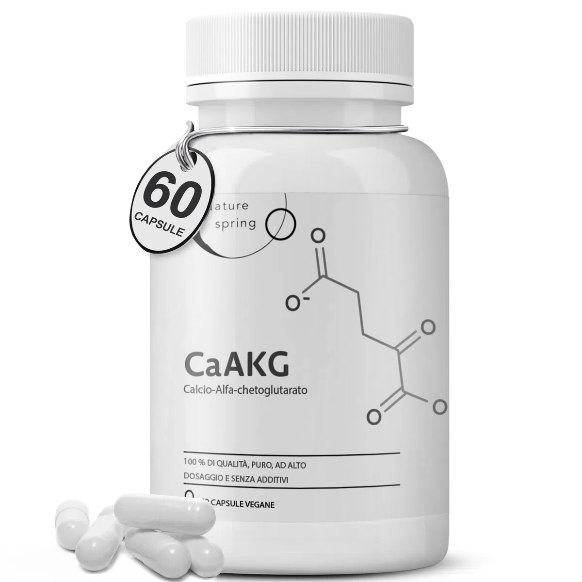 CaAKG | Calcio Alfa-chetoglutarato | 60 capsule | alta dose | 1000 mg | CaAKG di alta qualità senza additivi