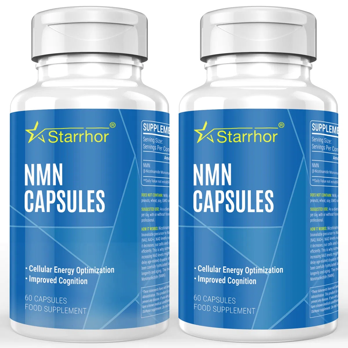 Integratori NMN da 500 mg Capsula ad alta resistenza, mononucleotide di nicotinamide - NAD+ potenziatore di energia e antietà e antiossidante, metabolismo energetico 60 Unità (2 Pack)