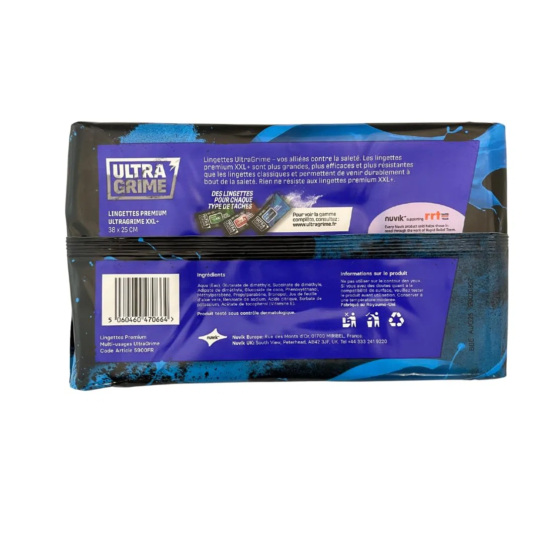 UltraGrime Pro multiuso Cleaning Wipes | Salviette industriali per rimuovere macchie di grasso, olio, vernice e inchiostro | 100 salviette umidificate XXL, 38 cm x 25 cm