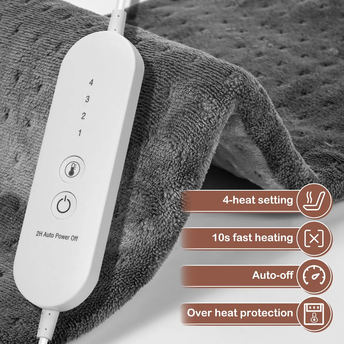Grande cuscino riscaldante con spegnimento automatico, 12 x 24 pollici, per un rapido sollievo dal dolore sulla schiena, riscaldamento con tecnologia di riscaldamento veloce, regolazione del calore