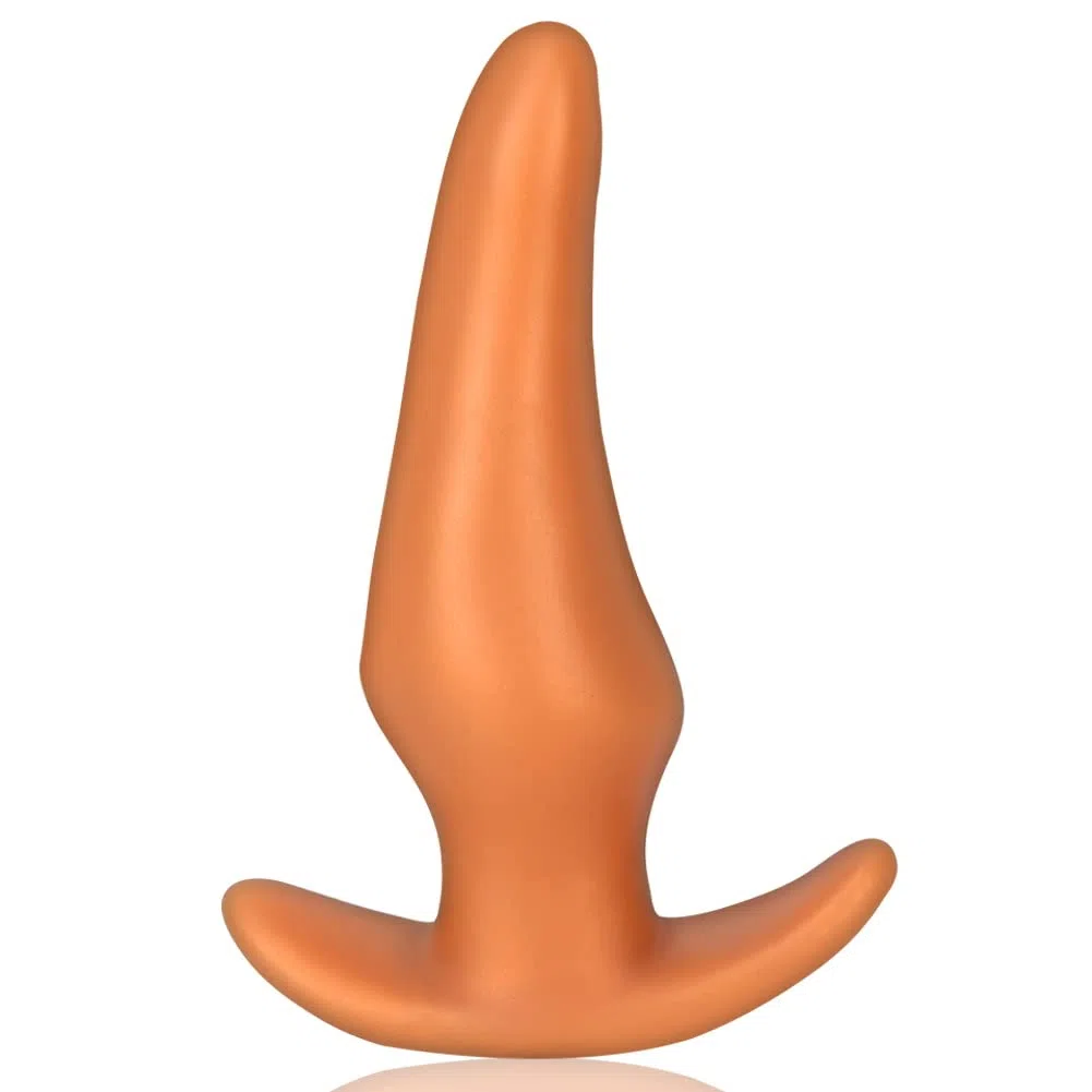 Plug Anale Plug Anale in Silicone Liquido Super Morbido Con Base Di Sicurezza, Dildo Anale D'oro Dilatatore Vagina Espansore Anale Giocattoli Sessuali Di Masturbazione per Uomini E Donne (XL)