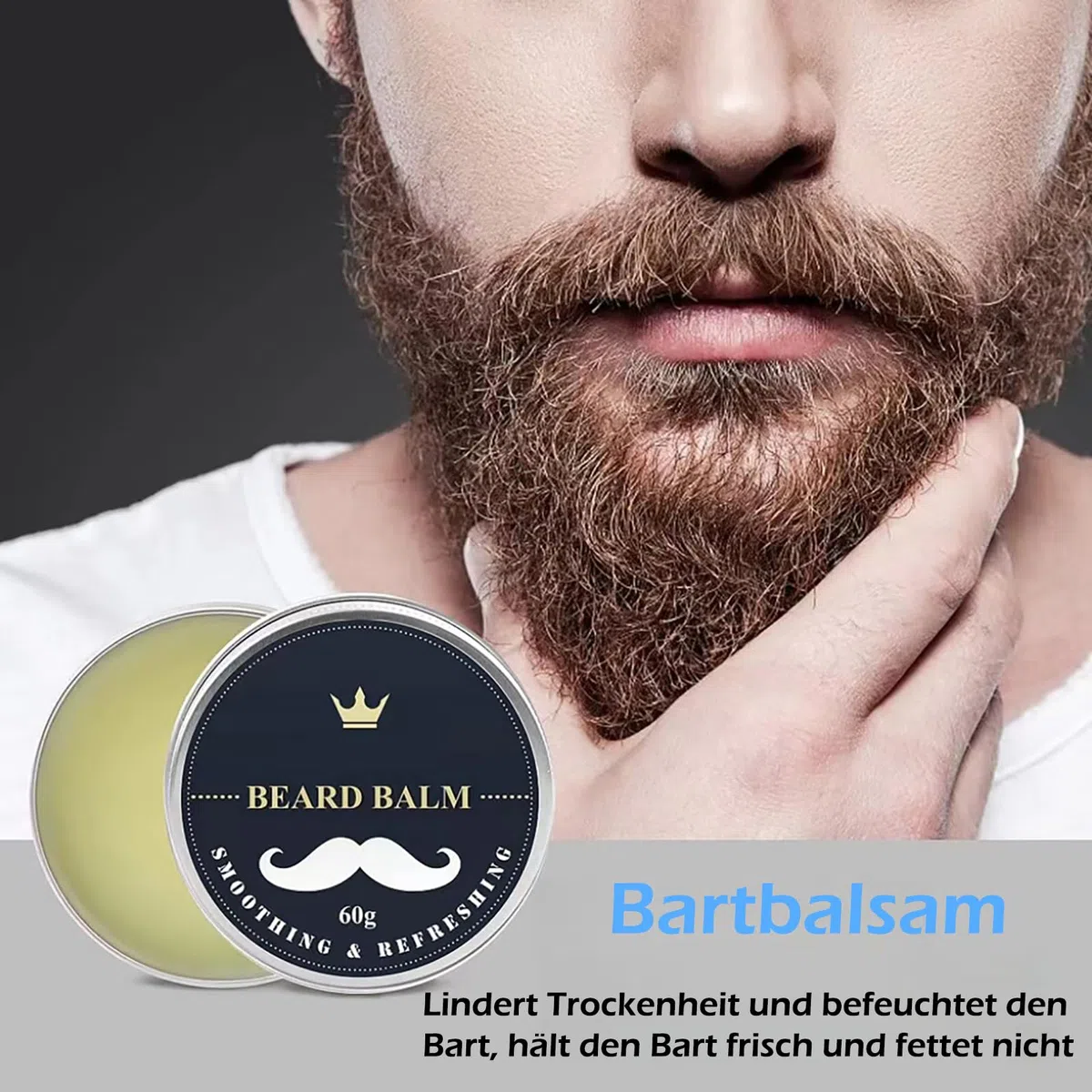 Joric Set per la cura della barba da uomo, con shampoo, olio per barba, balsamo per barba, balsamo per barba, set con spazzola, pettine, forbici