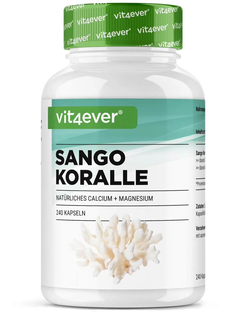 Corallo marino di Sango - 240 capsule (3 mesi) - 660 mg di calcio e 330 mg di magnesio - Fonte naturale di calcio e magnesio - Dosaggio elevato