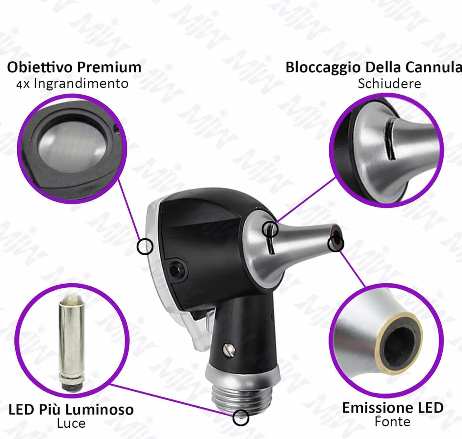 Strumento per la salute dell'orecchio mini otoscopio a fibra ottica per uso domestico con luce LED extra sostituibile