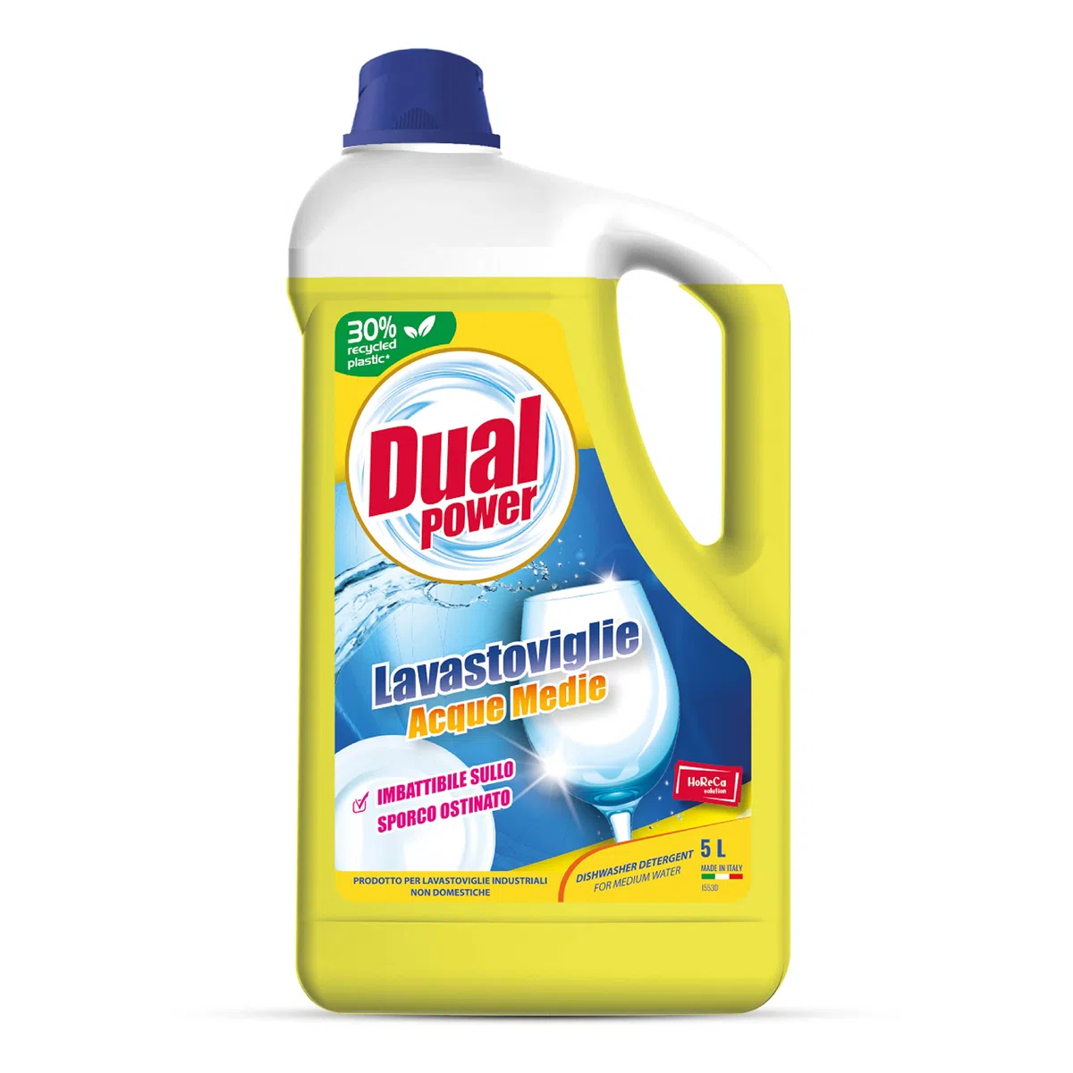 Dual Power Detergente Alcalino HACCP - Igienizzante per Lavastoviglie Industriali con Dosaggio Automatico - Acque Medie