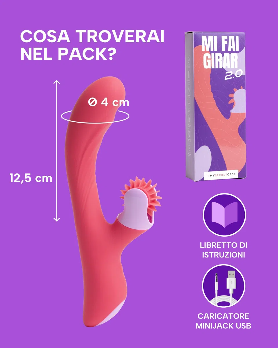 MySecretCase Vibratoreper Donna Punto G Squirting 21cm Vibratore Rabbit Vibratoreper Donna Clitoride 9 Modalità Vibrazione, 6 di Rotazione Lingua Vibrante Clitoride Sexytoysys Coppia Squirting