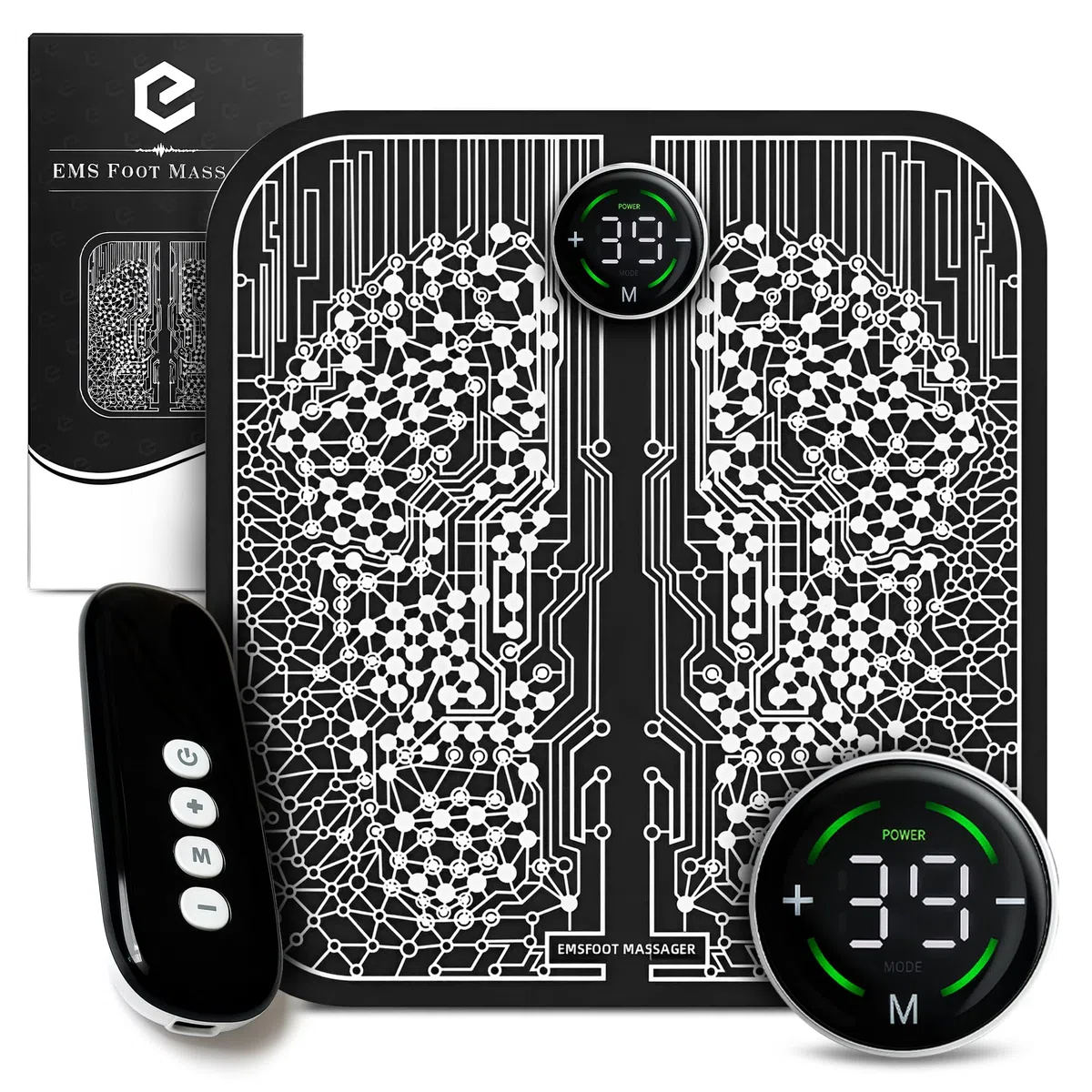 EMS Foot Massage Pad with 39 Intensity Levels 10 Modes - Foldable Electric Foot Massagers with Timer Auto Run USB Display - Massage Mat Knee Massager for Pain Relief Circulation Relaxation