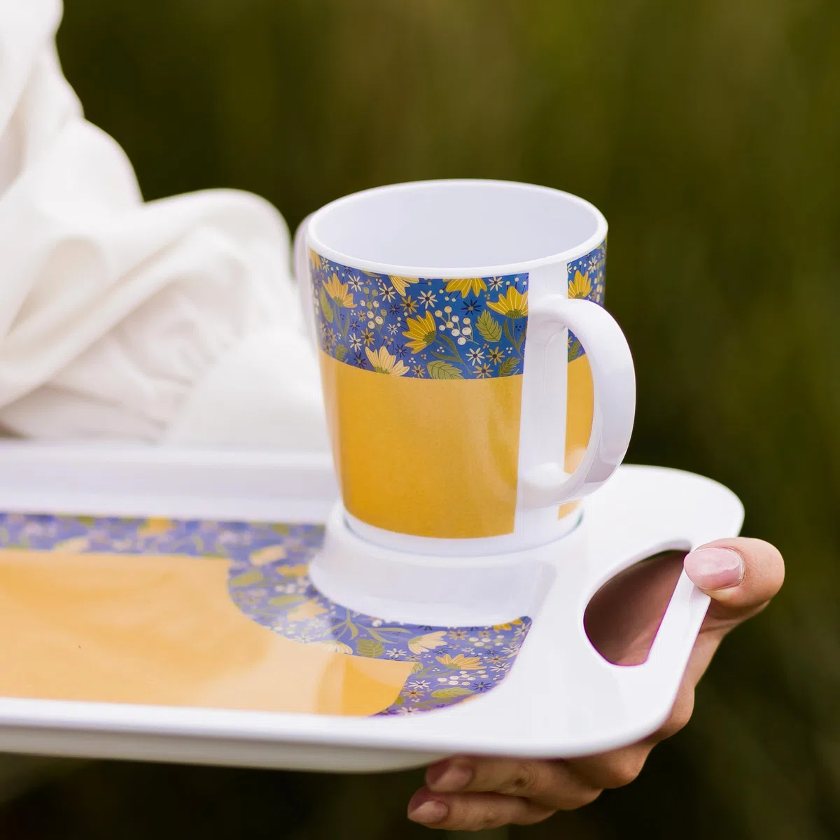 Tazza in melamina con due manici, leggera, 126 g, capacità 400 ml, aiuto per la mobilità quotidiana per anziani, demenza, tremori, artrite e presa debole (giallo)