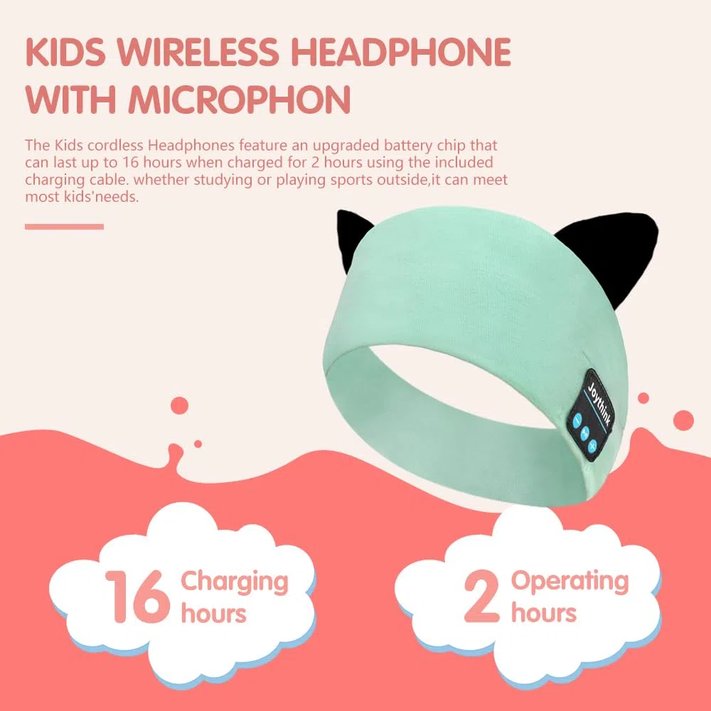 Joythink Cuffie Bluetooth per Bambini, Maschera per Dormire con Auricolari Wireless, Fascia Morbida con Altoparlanti Sottili, Cuffie per Viaggio, Aereo, Sonno, Tablet, Bambini e Bambine Acqua