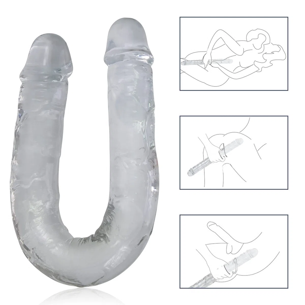SXOVO Doppia Testa Simulazione Pene Cristallo Trasparente Sesso Anale Doppio Dildo Giocattolo del Sesso Vagina e Ano Universale Masturbazione Dispositivo Adatto per Lesbiche, Gay, Coppie (M)