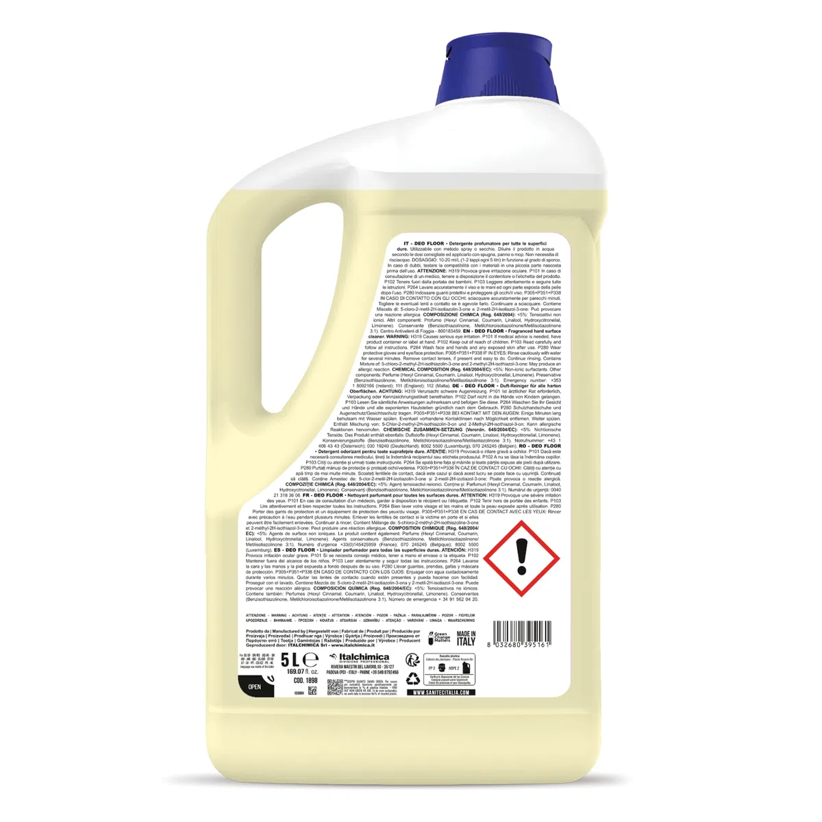 SANITEC igiene sicura Deo Floor Detergente Deodorante per Superfici Dure, 5 kg - Argan