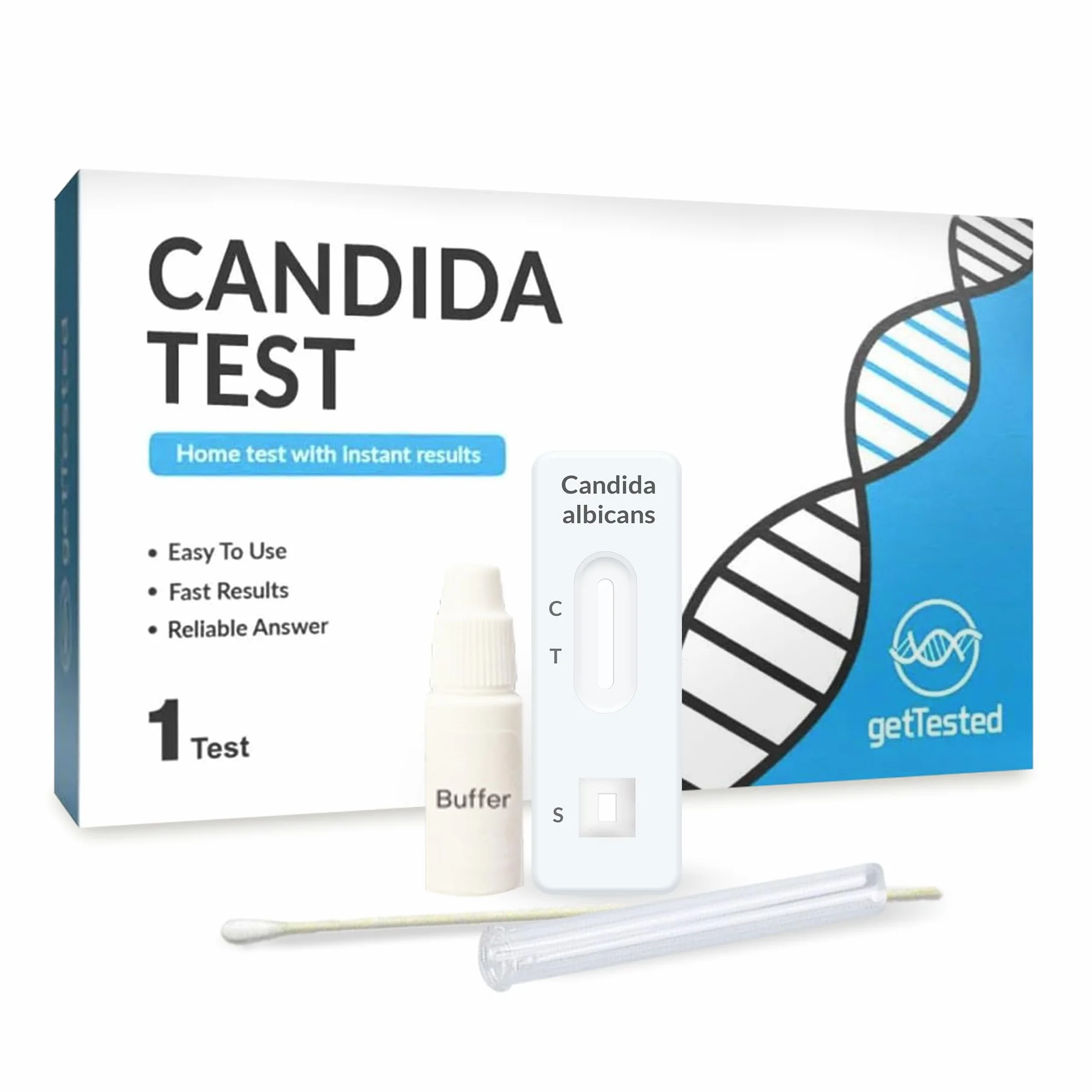 GetTested Kit per Test Candida a Casa - Kit per Test Rapido del Mughetto per Donne, Tampone Vaginale Candida Albicans Auto-Test, Risultati Rapidi e Accurati
