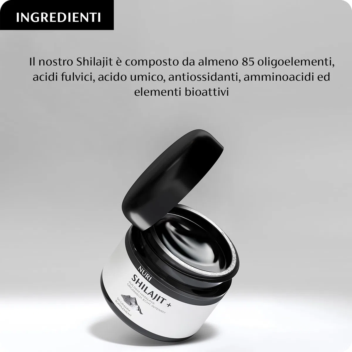 NUOVO su Amazon.it | NURI - Puro Resina di Shilajit dell'Himalaya Biologico Integratore Alimentare | 50 Grammi | Autentico e Naturale | Contiene Acido Fulvico e Oligoelementi