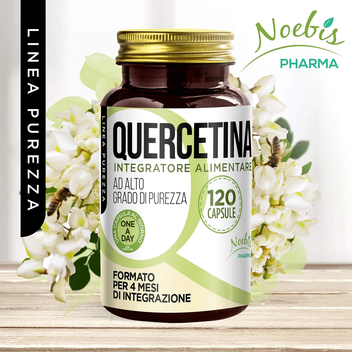 Quercetina 120 Capsule - 200 mg per 1 Capsula - Alto Grado di Purezza - 4 Mesi di Integrazione