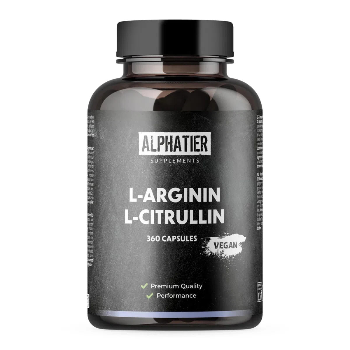 Alphatier Capsule L-Arginina L-Citrullina Alto Dosaggio - 360 Pillole Vegane - 3000mg di Citrullina Malato + Arginina Base per Porzione - Qualità Premium Senza Magnesio Stearato + Additivi