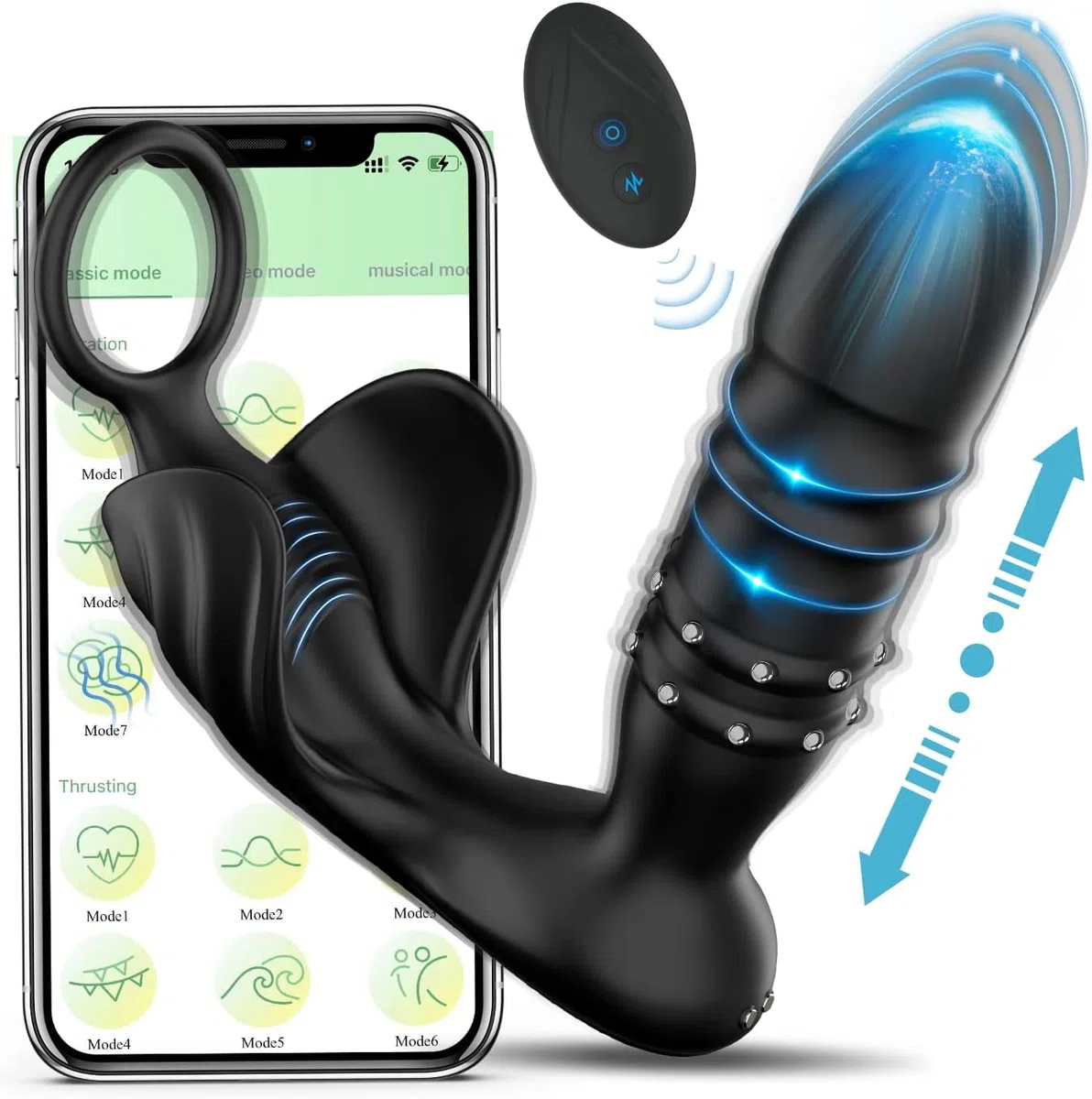 Humbuzz Giocattoli sessuali vibratori anali dildo per uomini vibratore prostatico anale gay con 9 modalità telescopiche e modalità di vibrazione plug anale,massaggiatori di stimolazione anale