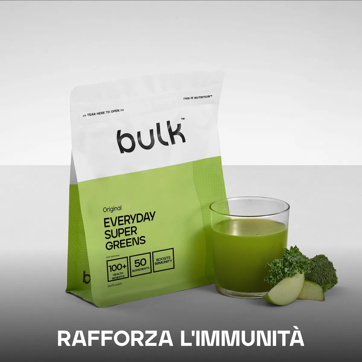 Bulk Everyday Super Greens Polvere | Originale | 30 Porzioni | Con 50 Vitamine, Minerali & Superfood | Ricco di Vitamina C, D & B12 | Supporta Immunità & Benessere