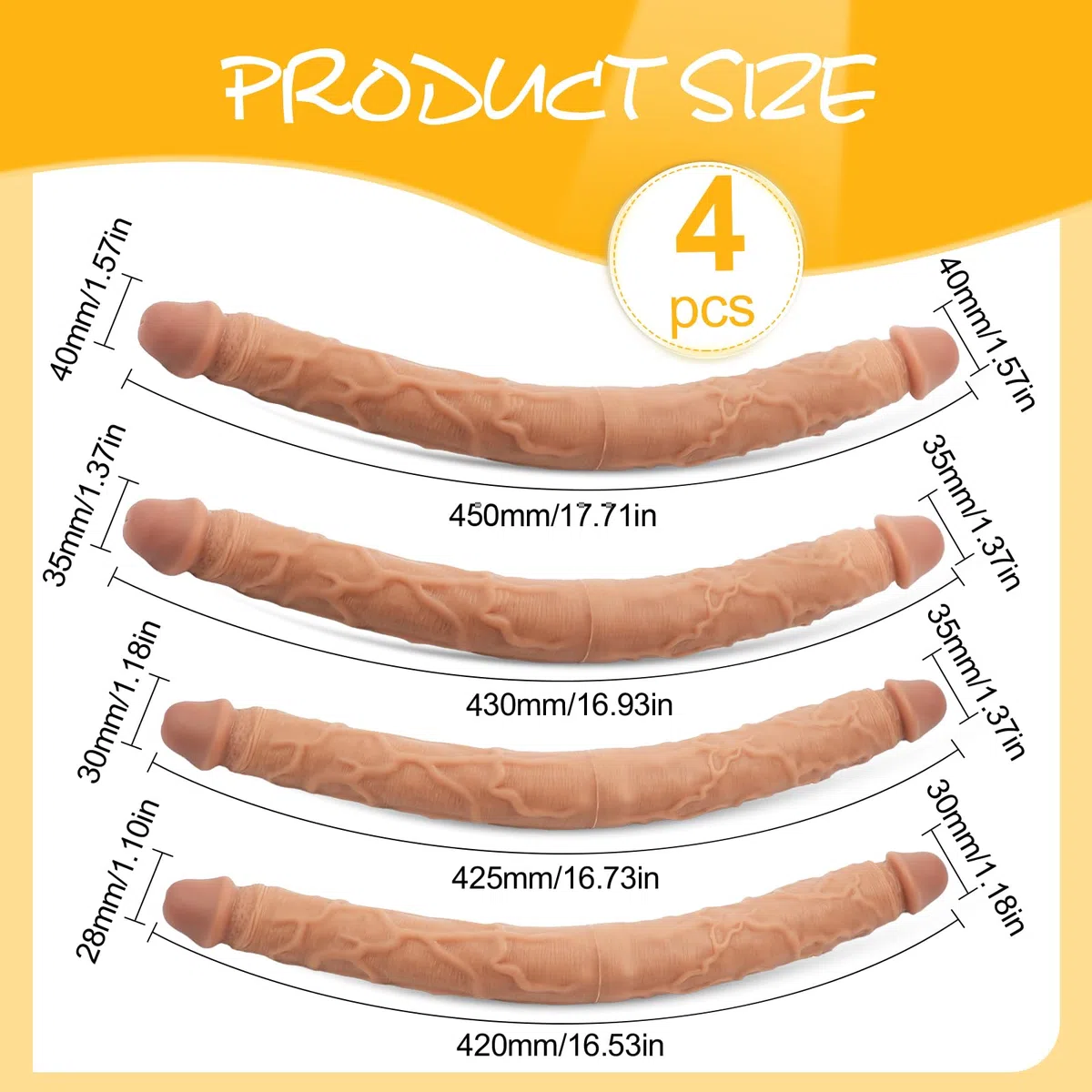 AMAZBEE Dildo a doppia testa per donne Dildo morbido in silicone liquido per coppie di uomini e donne Dildo realistico per uso doppio (M)