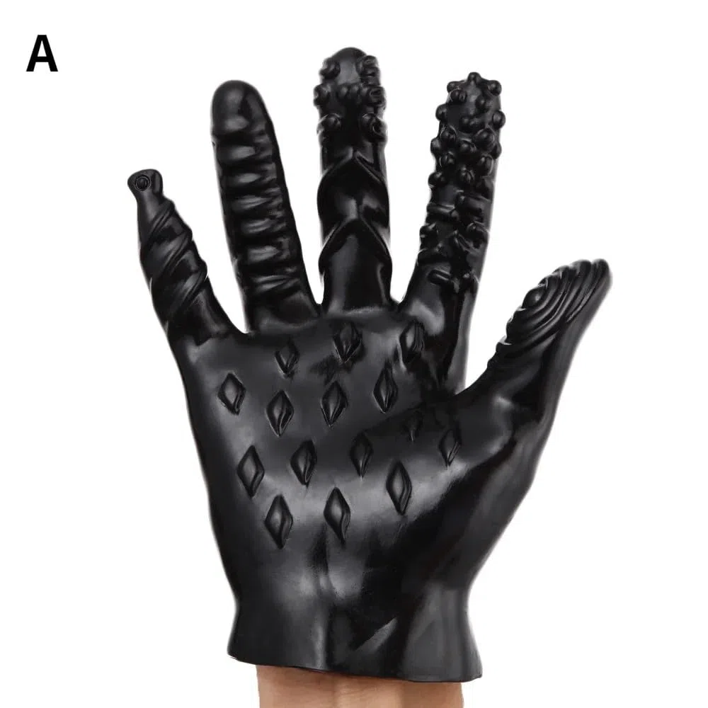 Guanti del sesso Masturbazione Dito erotico Per Coppie adulte Prodotti del sesso Guanti del negozio di giocattoli Guanti del sesso (Nero-A)